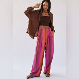 Urban Outfitters Striped Wide-Leg Pants in Pink and Orange